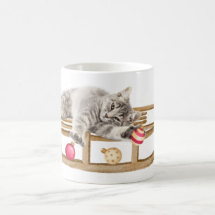 Cat laying on Christmas Sleigh Coffee Mug