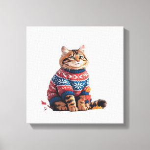 Cat Leaf Fall Hello Autumn Funny Cat Kitten Lover  Canvas Print