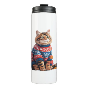 Cat Leaf Fall Hello Autumn Funny Cat Kitten Lover Thermal Tumbler