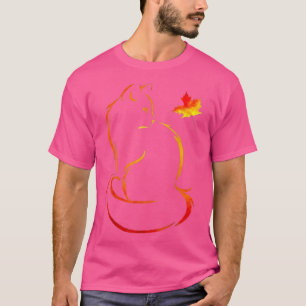 Cat Leaf Fall Hello Autumn T-Shirt