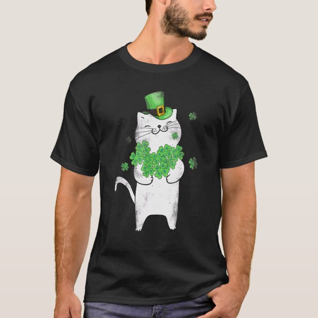 Cat Leprechaun  Cat  Shamrock St Patrick's Day 1 T-Shirt (Front)