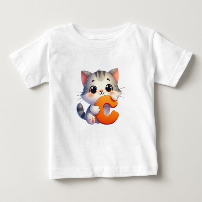 Cat Letter C Baby T-Shirt (Front)