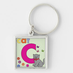 Cat Letter C Key Ring