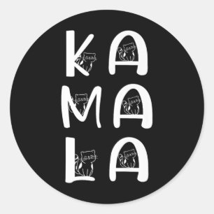 Cat Lettering Positive Kamala Harris Walz Waltz Classic Round Sticker