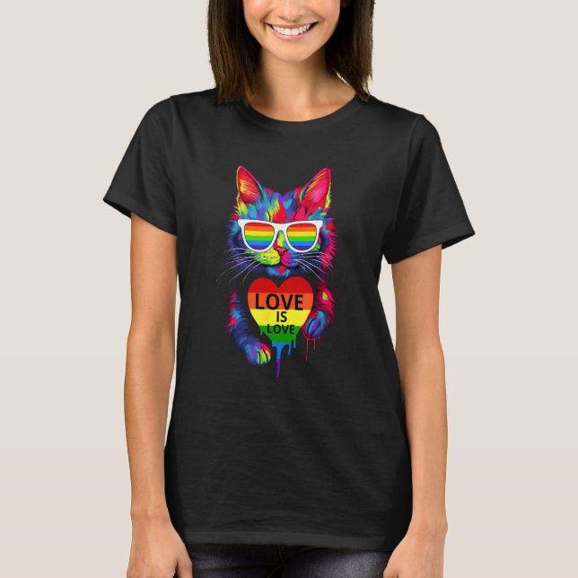 Cat LGBT Flag Gay Pride Month Transgender Rainbow  T-Shirt (Front)