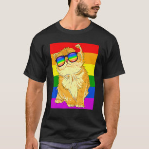 Cat Lgbt Gay Rainbow Pride Flag Boys Men Girls Wom T-Shirt