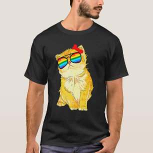 Cat Lgbt Gay Rainbow Pride Flag Boys Men Girls Wom T-Shirt