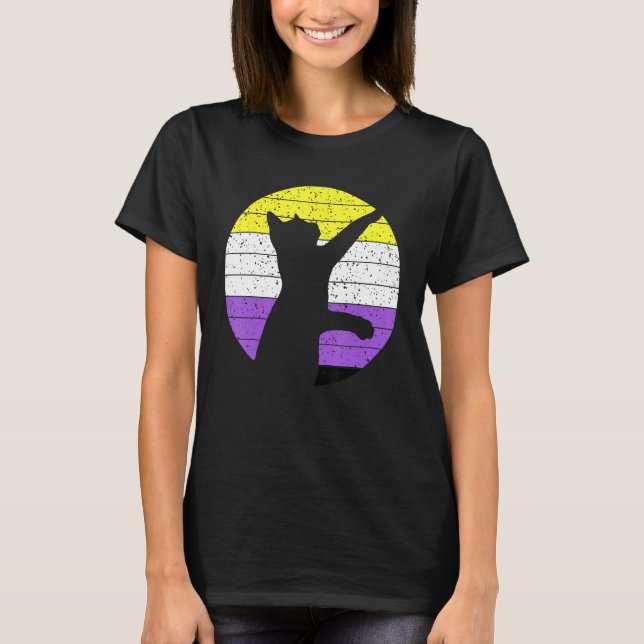Cat LGBT Nonbinary Flag Kitten Non Binary LGBTQ Ga T-Shirt (Front)