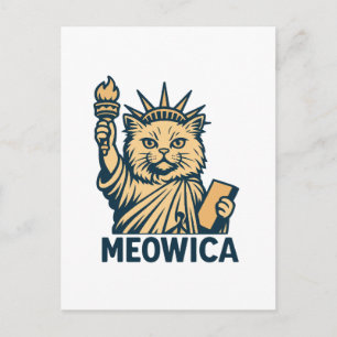 Cat Liberty Meowica Patriotic Feline Freedom Holiday Postcard