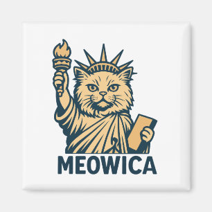 Cat Liberty Meowica Patriotic Feline Freedom Magnet