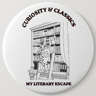 Cat Librarian Aesthetic Art Poster 6 Cm Round Badge