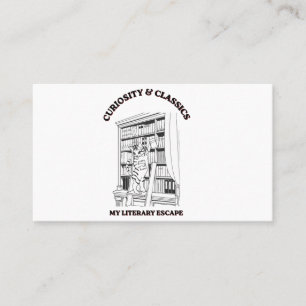 Cat Librarian Aesthetic Art Poster Business Card
