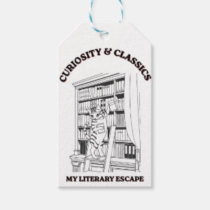 Cat Librarian Aesthetic Art Poster Gift Tags