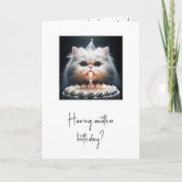 Cat Licking a Birthday Cake