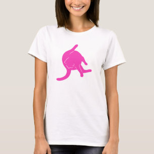 Cat Licking Butt T-shirt (pink silhouette)