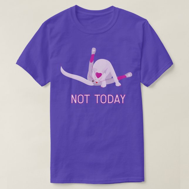 Cat Licking Itself Crazy Cat Not Today T-Shirt (Design Front)