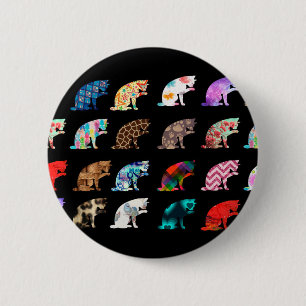 Cat Licking Pattern 6 Cm Round Badge