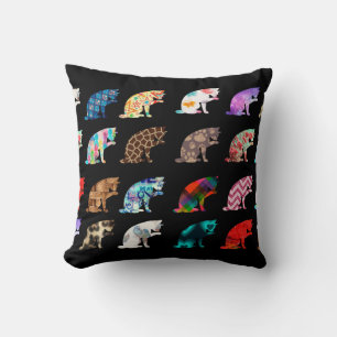 Cat Licking Pattern Cushion