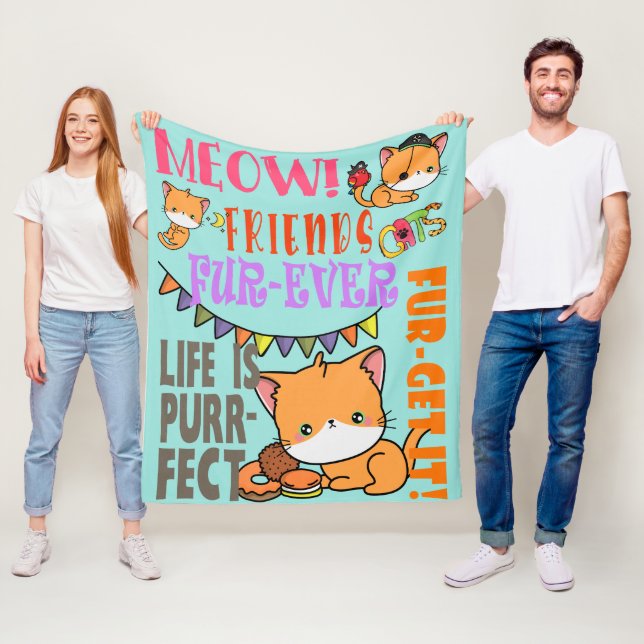 Cat Life Cat Theme Feline Kitty Fleece Blanket (In Situ)