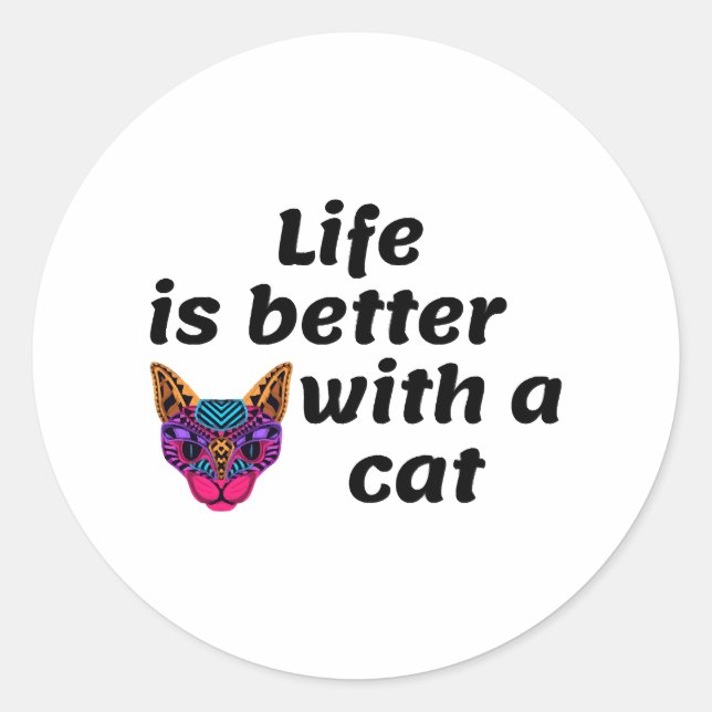 Cat Life Is Perfect Classic Round Sticker (Front)