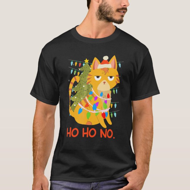 cat light chain fir tree Cat owner T-Shirt (Front)