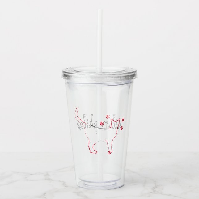 cat line art acrylic tumbler (Front)