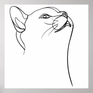 Cat Line Art Poster