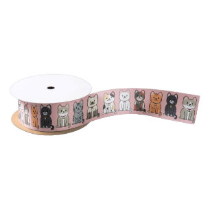 Cat Line Grosgrain Ribbon Satin Ribbon
