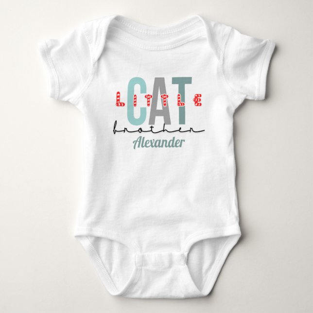 Cat little brother cute design baby bodysuit (Front)