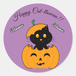  Cat-lloween Classic Round Sticker