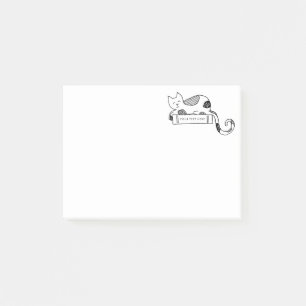 Cat Loaf On Personalised Book Sketch Post It Notes