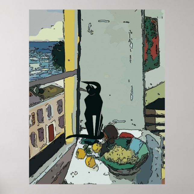 Cat Looking from Window Poster (Front)