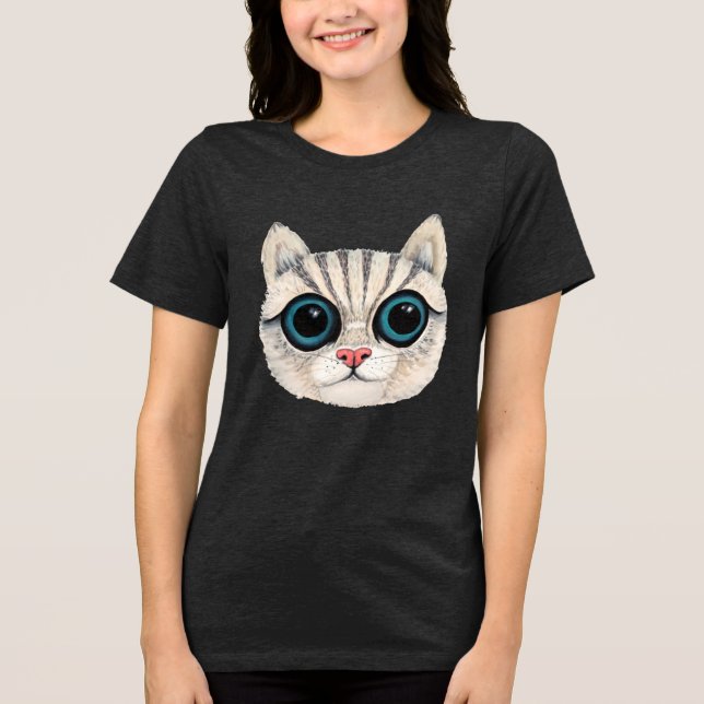Cat Looking Ladies Womens Top Tee T-Shirt (Front)