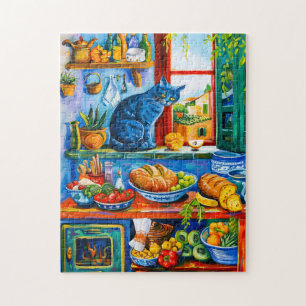 Cat Looking Out Kitchen Window Jigsaw Puzzle