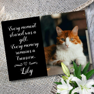 Cat Loss Sympathy Card Personalized Photo Pet Name