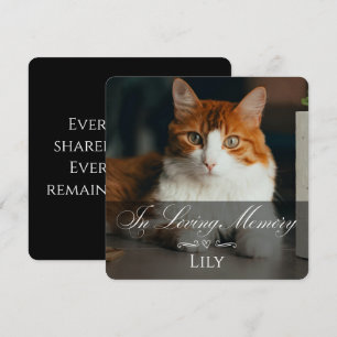 Cat Loss Sympathy Card with Pet Photo & Name Black