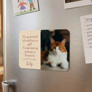 Cat Loss Sympathy Card with Pet Photo & Name Pink Magnet