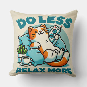 Cat Lounging Design With Caption Promoting Relax Cushion