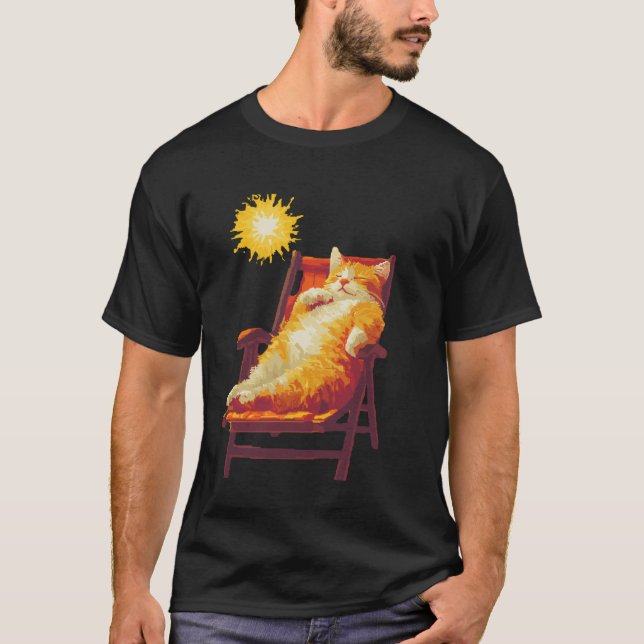 Cat Lounging Under Summer Sun Art T-Shirt (Front)
