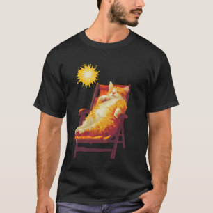 Cat Lounging Under Summer Sun Art T-Shirt