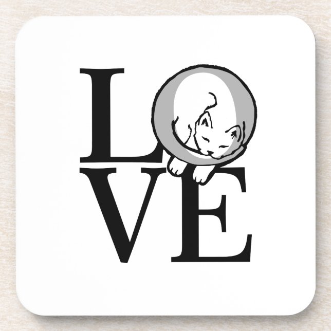 Cat Love Click to Customise Background Colour Coaster (Front)
