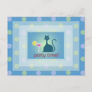 Cat Love Cocktail Design Party Inviation Postcard
