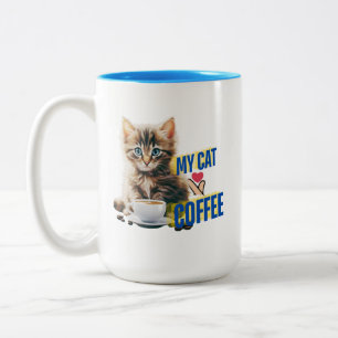 Cat love coffee Two-Tone coffee mug