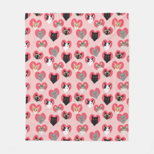 Cat Love girls pink cat Fleece Blanket