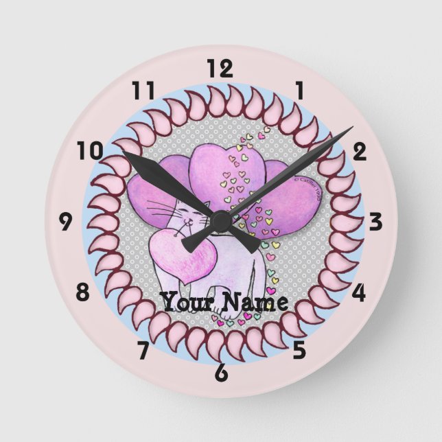 Cat Love Heart Clock (Front)