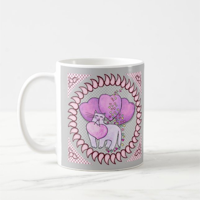 Cat Love Heart  mug (Left)