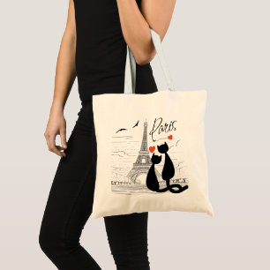 Cat love in Paris Tote Bag
