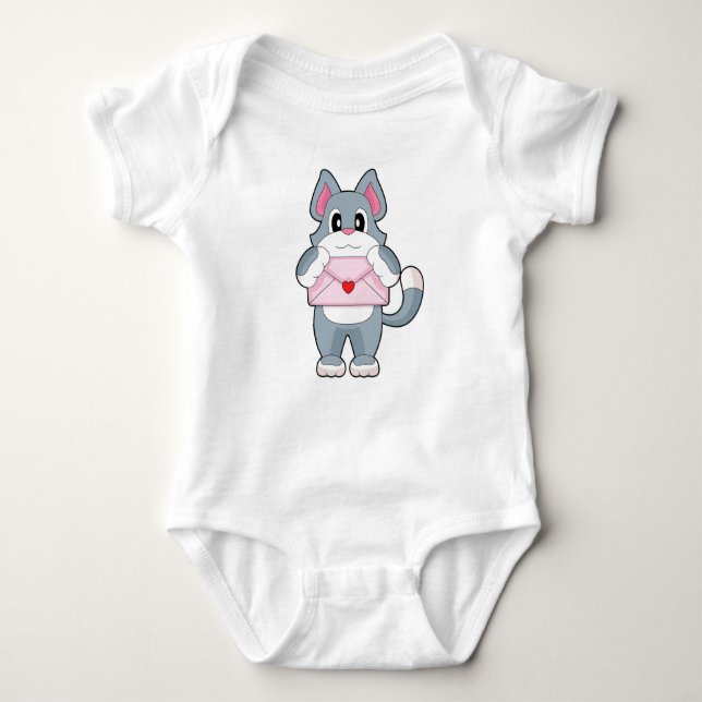 Cat Love letter Baby Bodysuit (Front)