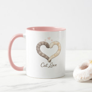 Cat Love Mug – Cute Cat Tail Heart Design