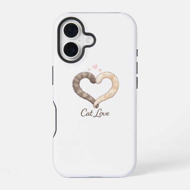 Cat Love Phone Case – Cute Cat Tail Heart Design (Back)